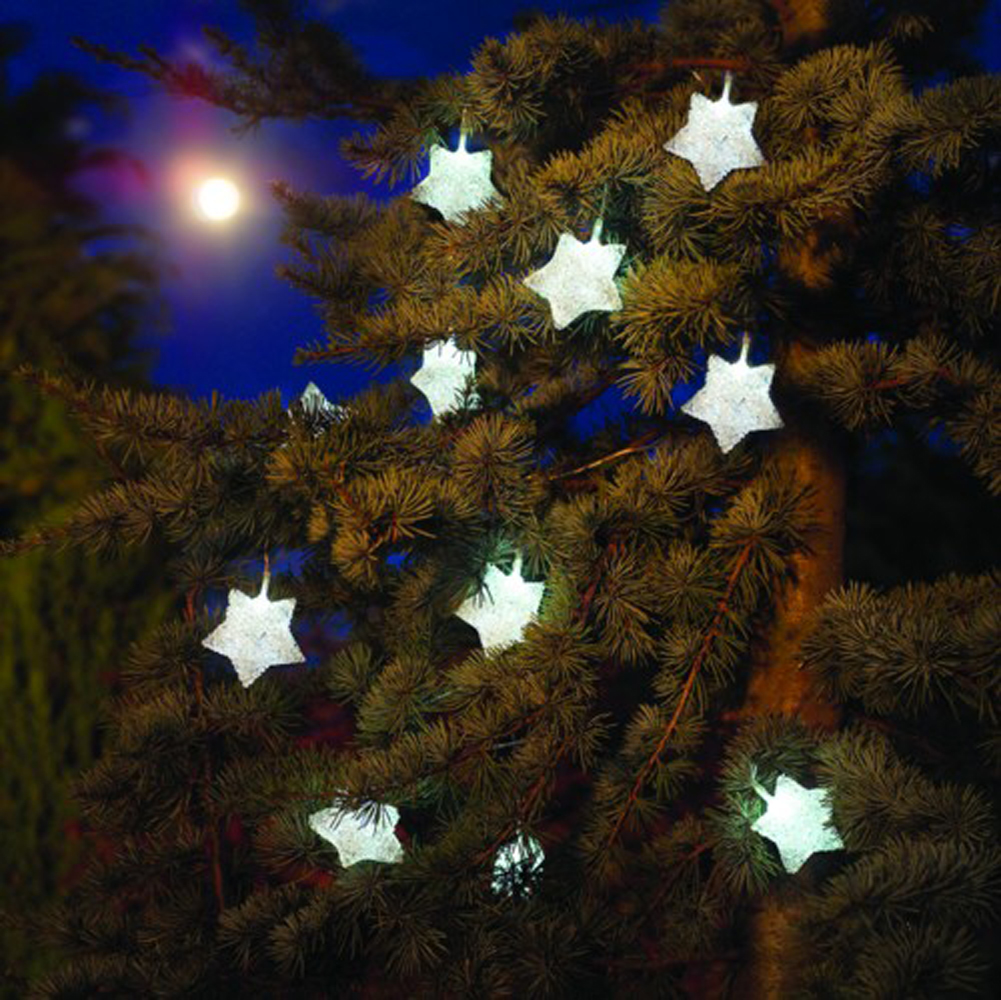 9 White LED Christmas Star Lights Solar Lighting